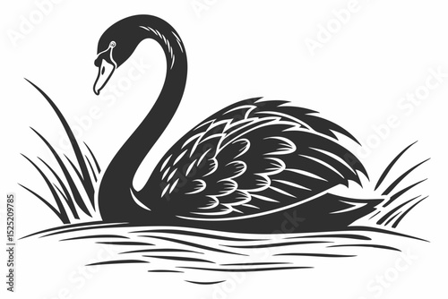 swan silhoette black vector