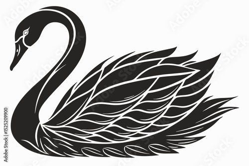 swan silhoette black vector