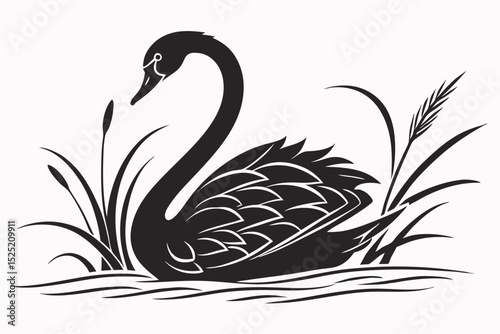 swan silhoette black vector