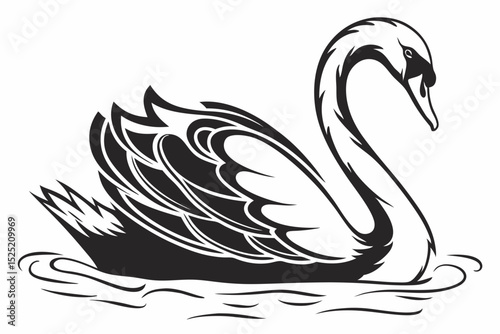 swan silhoette black vector