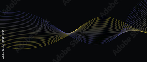 Abstract wave lines in blue yellow gradient on minimalist background. Futuristic and dynamic look, perfect for tech, digital, and modern design projects.