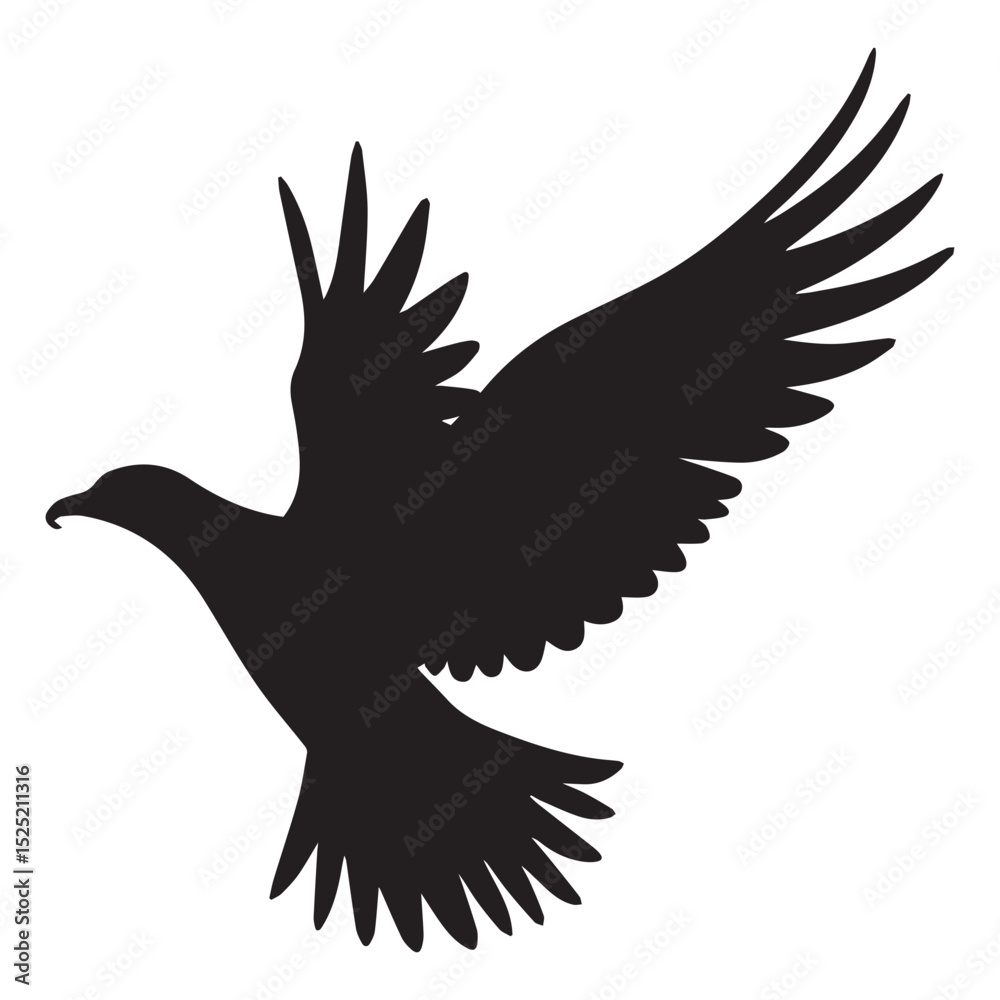 Fototapeta premium Bird flying Silhouette vector illustration isolated on a white background
