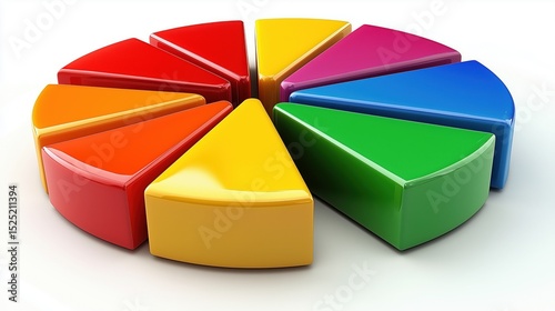 A colorful pie chart with different colored slices