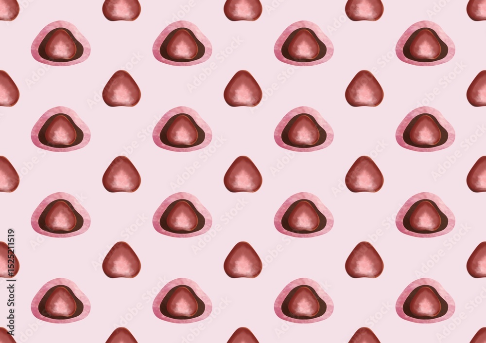 Fototapeta premium Delicious pink mochi ice cream vector pattern illustration. Perfect for wallpapers, assets, etc.