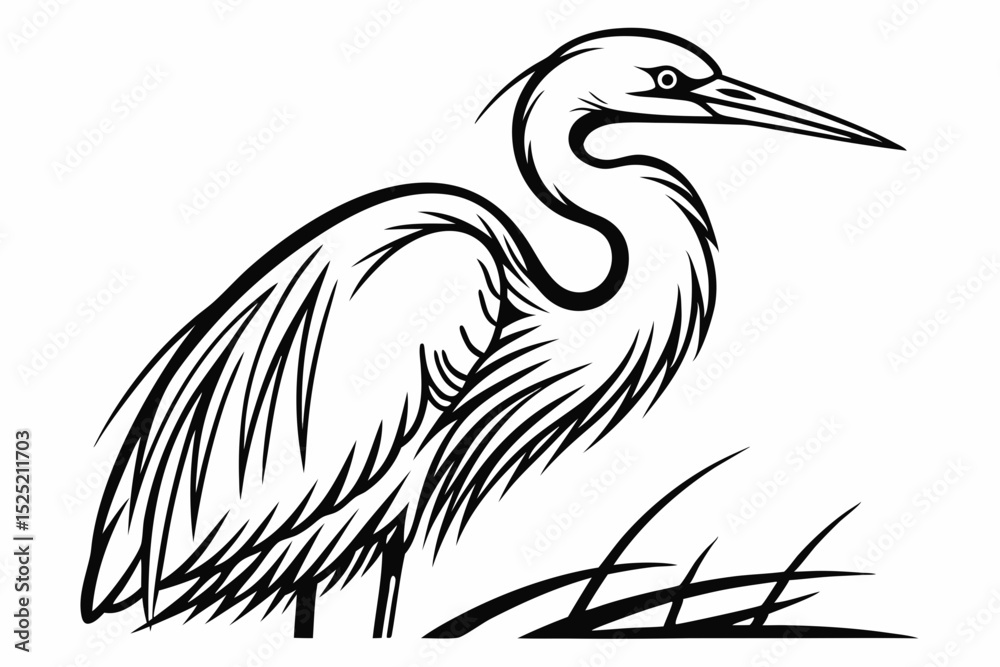 Obraz premium egret sihouette black vector