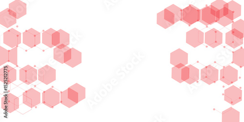 Abstract white background with red hexagons seamless pattern and geometric in vector design. Futuristic blue neon honeycombs. Modern technology design .Minimal style website banner, decoration .