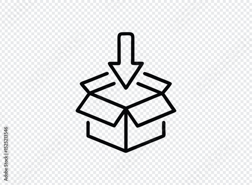 Download into box icon line art graphic