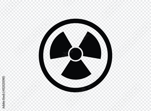Radiation hazard symbol black and white icon