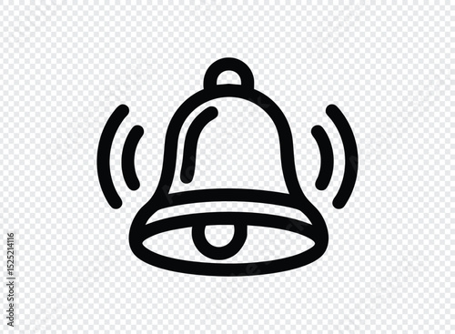 Black outline ringing bell notification icon