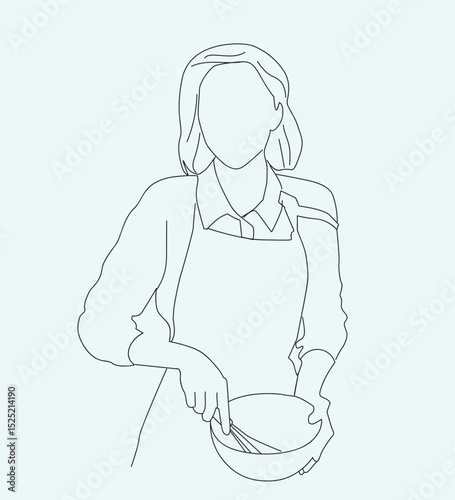 woman stirring dough.  beautiful woman with bread dough
