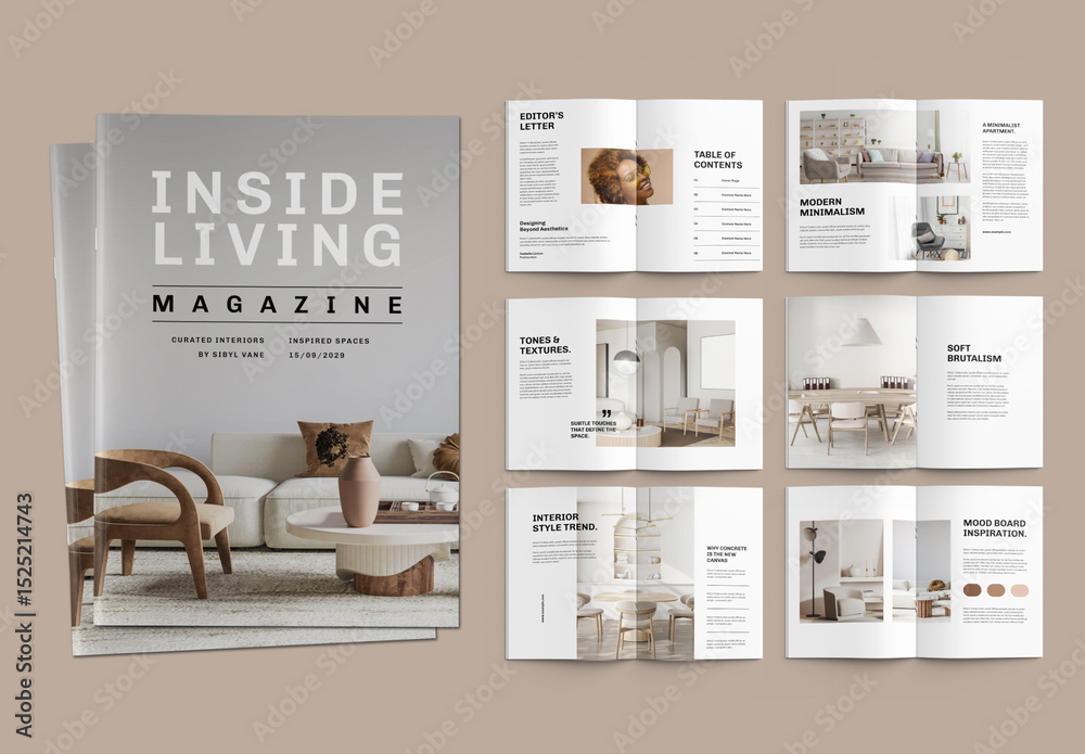 Modern Interior Design Magazine Layout Template Stock Template | Adobe ...