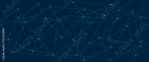 Abstract global pattern geometric polygonal space background and network connections with bokeh points and lines. Abstract blue lines and dots connections, social network communication pattern.