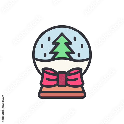 Delightful Snow Globe With Holiday Tree And Festive Bow