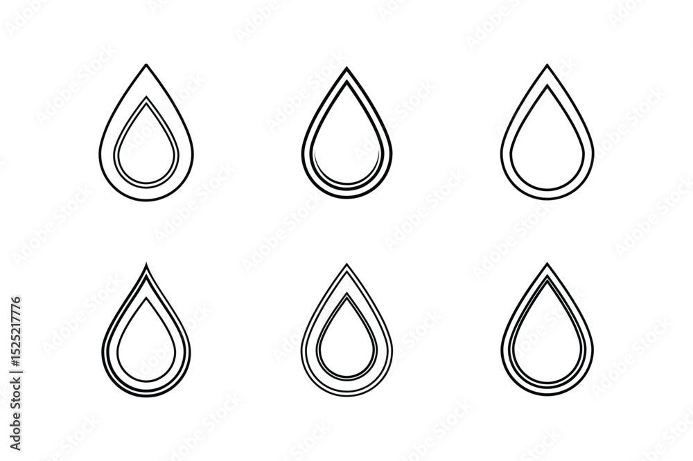 water droplet icon line art vector illustration