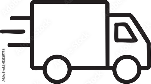 Simple Black and White Delivery Truck Icon with Speed Lines Indicating Motion minimalist black outline