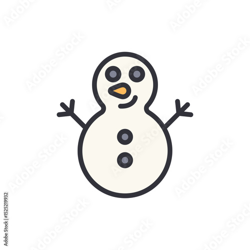Cheerful Winter Snowman Icon Isolated On Transparent Background Design