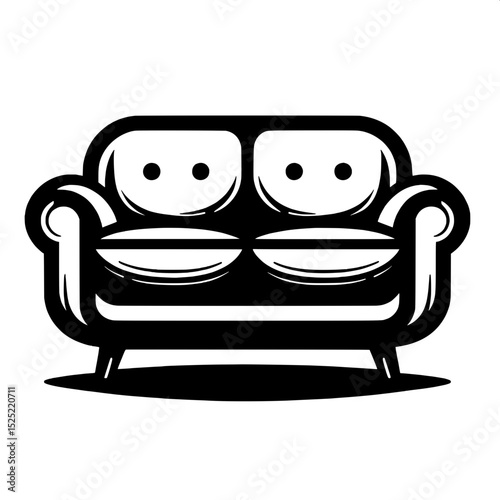 Black and White SVG of a Sofa