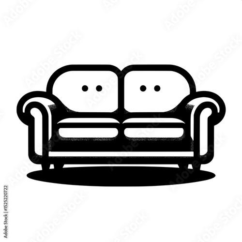 Black and White SVG of a Sofa