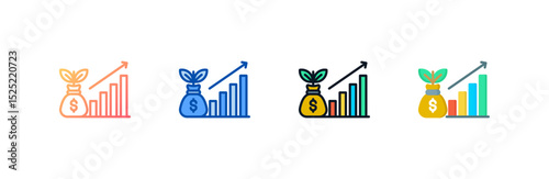 Growth icon set multiple style collection