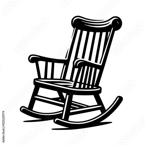 Black and White SVG of a Rocking Chair