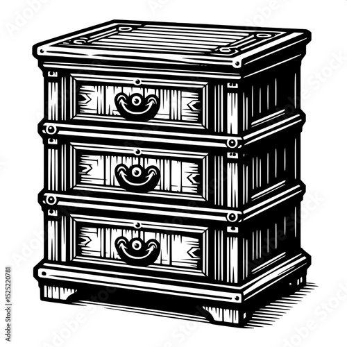 Black and White SVG of a Chest of Drawers