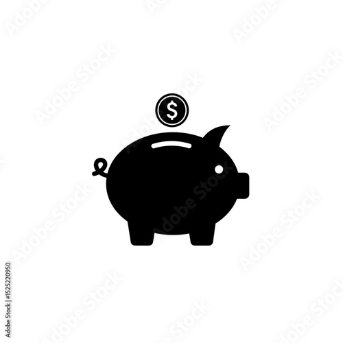 Piggy bank with coin. Money saving, banking, finance, economy, investment concept. 3d vector icon. Cartoon minimal style.