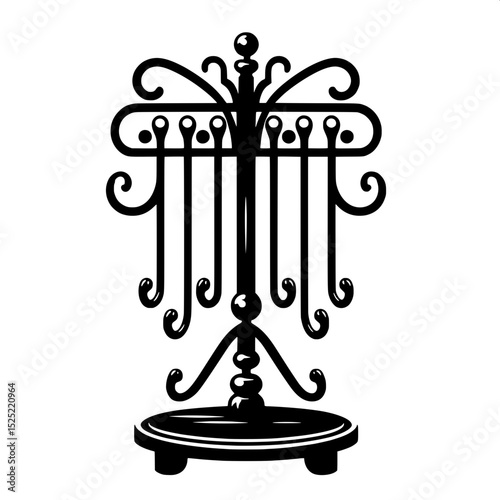 Black and White SVG of a Coat Rack