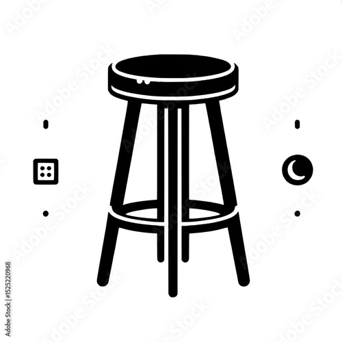Black and White SVG of a Bar Stool