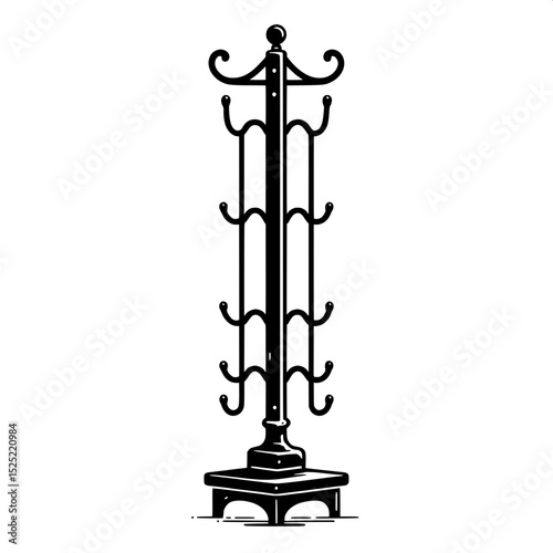 Black and White SVG of a Coat Rack