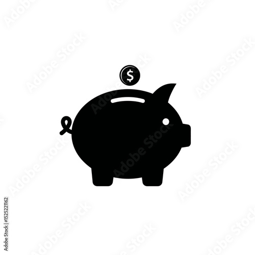 Piggy bank with coin. Money saving, banking, finance, economy, investment concept. 3d vector icon. Cartoon minimal style.