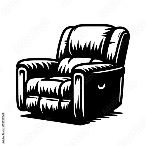 Black and White SVG of a Recliner Chair