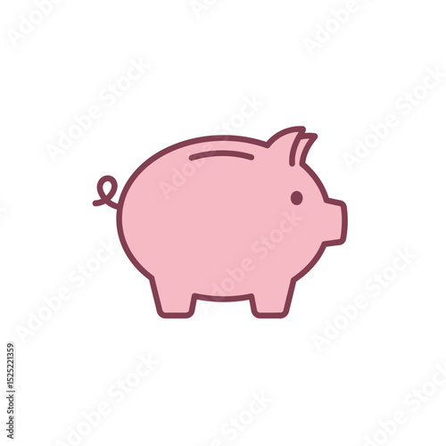 Piggy bank with coin. Money saving, banking, finance, economy, investment concept. 3d vector icon. Cartoon minimal style.