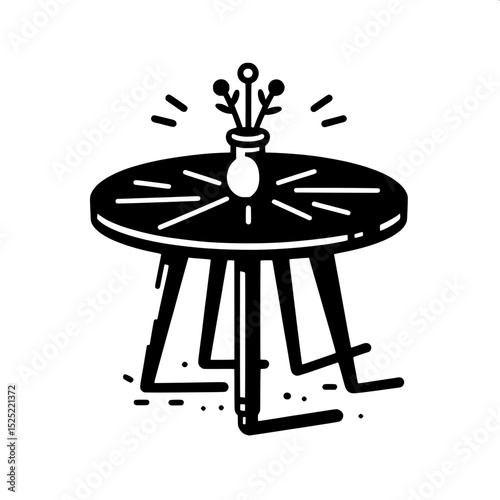 Black and White SVG of a Dining Table