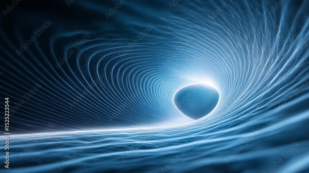 Obraz premium A mesmerizing abstract image depicting a glowing orb surrounded by fluid blue waves, symbolizing energy and motion.