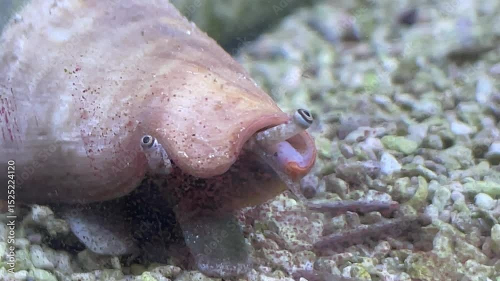 Eine Schnecke in einem Auquarium, Meerwasser
