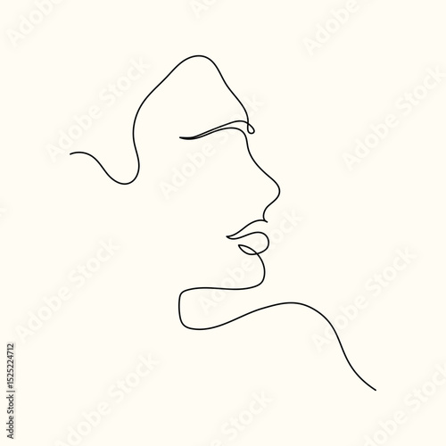 Hand drawn a side face one line art
