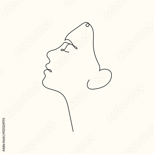 Hand drawn woman face one line art