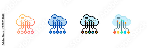 Cloud icon set multiple style collection