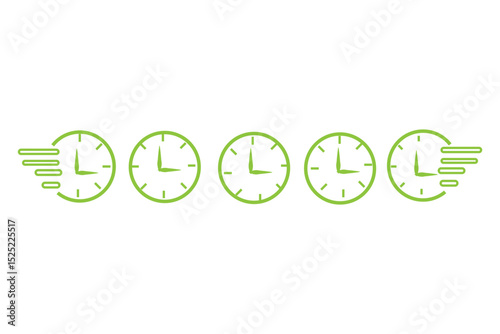 Set of timer clock faces and stopwatch icons. The countdown timer displays hours and minutes. Stopwatch shows intervals ranging .  Kitchen timer icon with minutes. Vector