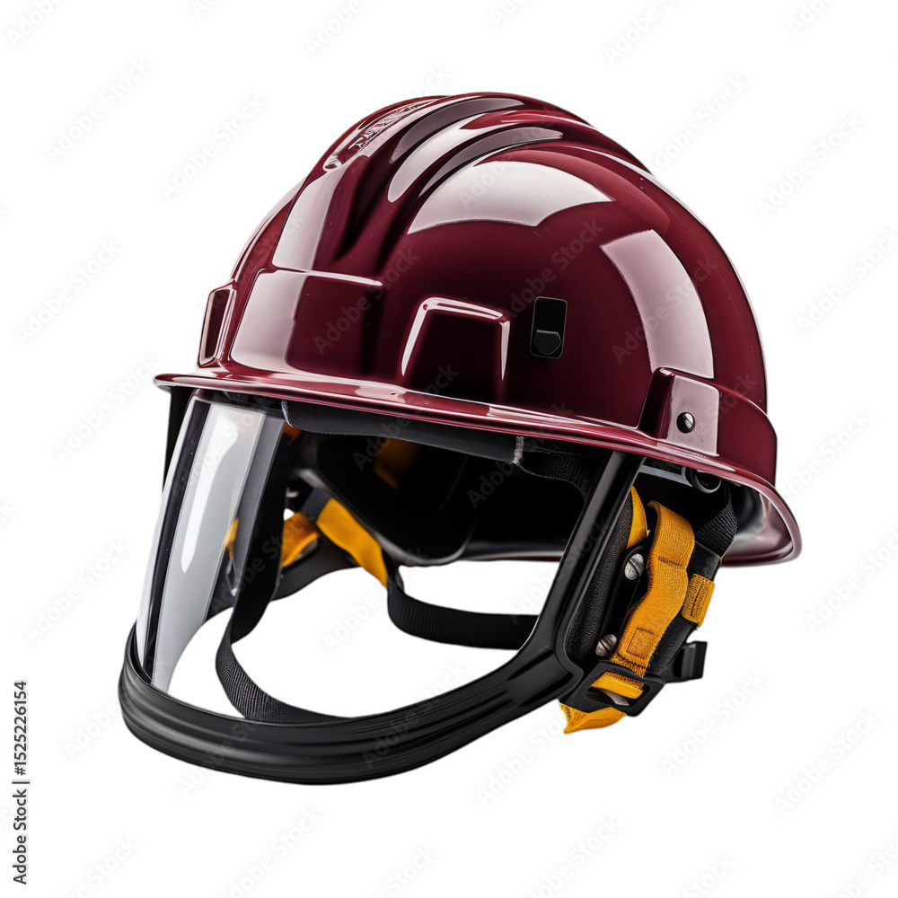 Fototapeta premium Burgundy Firefighter Helmet with Face Shield