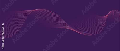 Abstract wave lines in purple pink gradient on minimalist background. Futuristic and dynamic look, perfect for tech, digital, and modern design projects.