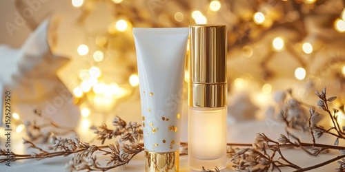 Tubes of brightening night cream with gold details