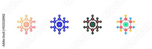 Nanotechnology icon set multiple style collection
