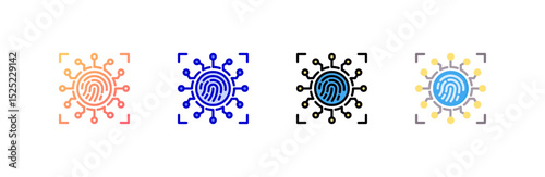 Fingerprint Scan icon set multiple style collection