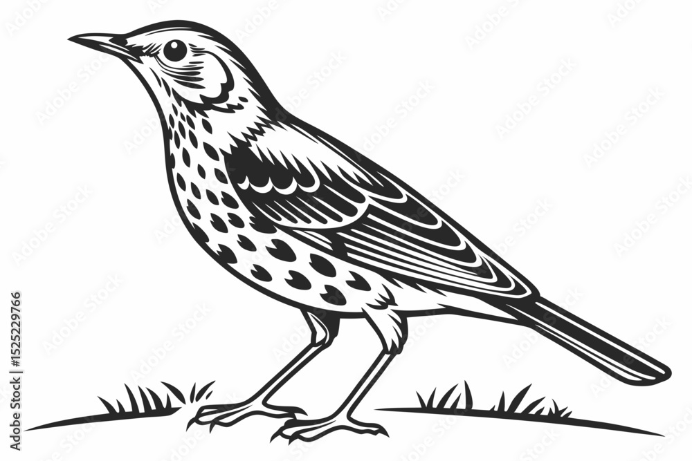 Fototapeta premium thrush sihouette black vector