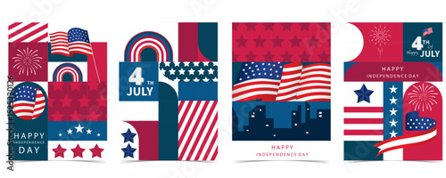 4th of July Independence Day background with geometric for A4 vertical design