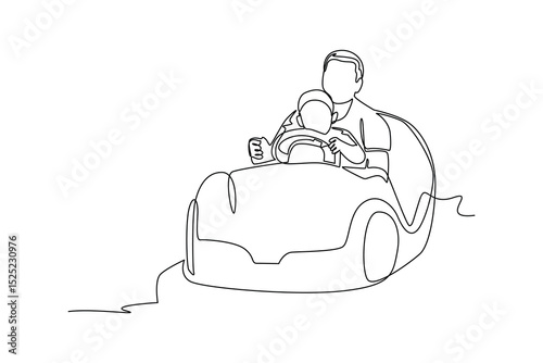 Continuous one line drawing of entertainment place for playing cars with children. Entertainment activity minimalist concept. Entertainment area.