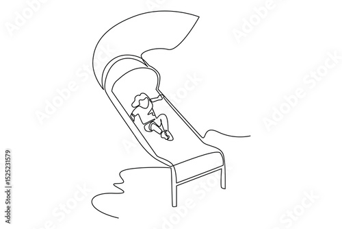 Continuous one line drawing of children's slide entertainment area. Entertainment activity minimalist concept. Entertainment area.