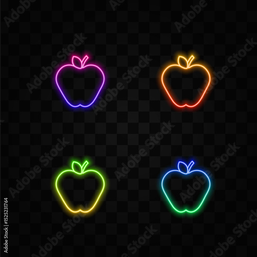 Apple Flat Icon Graphic Design. neon style.