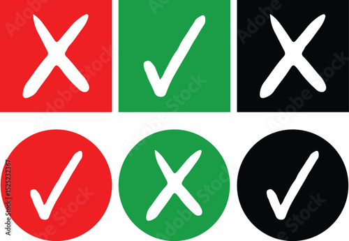 Collection of signs true and false accepted rejected yes no